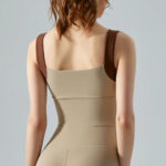 Two-Tone Seamless Sports Bra & High-Waisted Leggings Set – Sculpting Neutral Athleisure Outfit - Image 3