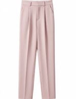 High-Waist Pleated Straight-Leg Trousers for Women | Elegant Tailored Casual Suit Pants | Soft Blush Pink Fashion Pants - Image 2