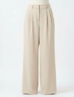High-Waist Pleated Straight-Leg Trousers for Women | Elegant Tailored Casual Suit Pants | Soft Blush Pink Fashion Pants - Image 4