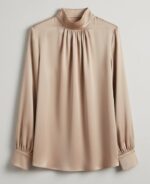 Luxury Satin Pleated Blouse – Elegant Long Sleeve Silky Top for Women - Image 5