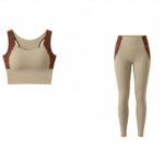 Two-Tone Seamless Sports Bra & High-Waisted Leggings Set – Sculpting Neutral Athleisure Outfit - Image 14
