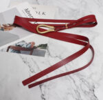 Luxury Sculpted Gold Buckle Waist Belt for Women | Adjustable Leather Belt in Red & Brown - Image 8