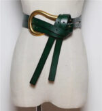 Luxury Sculpted Gold Buckle Waist Belt for Women | Adjustable Leather Belt in Red & Brown - Image 22