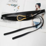 Luxury Sculpted Gold Buckle Waist Belt for Women | Adjustable Leather Belt in Red & Brown - Image 16