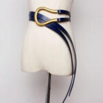 Luxury Sculpted Gold Buckle Waist Belt for Women | Adjustable Leather Belt in Red & Brown - Image 15