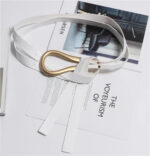 Luxury Sculpted Gold Buckle Waist Belt for Women | Adjustable Leather Belt in Red & Brown - Image 11
