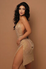 Silver Sequin Deep V Halter Mini Dress with Side Slit – High Glam Party Look - Image 3