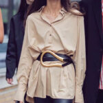Luxury Sculpted Gold Buckle Waist Belt for Women | Adjustable Leather Belt in Red & Brown - Image 3
