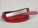 Luxury Slim Leather Belt for Women | Minimalist Skinny Waist Belt in Black & Burgundy - Image 8