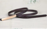 Luxury Slim Leather Belt for Women | Minimalist Skinny Waist Belt in Black & Burgundy - Image 9
