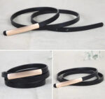 Luxury Slim Leather Belt for Women | Minimalist Skinny Waist Belt in Black & Burgundy - Image 2