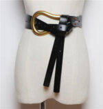 Luxury Sculpted Gold Buckle Waist Belt for Women | Adjustable Leather Belt in Red & Brown - Image 6