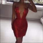 Silver Sequin Deep V Halter Mini Dress with Side Slit – High Glam Party Look - Image 8