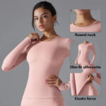 Women’s Long-Sleeve Fitted Top – Soft Stretch Seamless Everyday Shirt - Image 3
