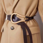 Luxury Sculpted Gold Buckle Waist Belt for Women | Adjustable Leather Belt in Red & Brown