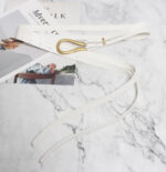 Luxury Sculpted Gold Buckle Waist Belt for Women | Adjustable Leather Belt in Red & Brown - Image 19