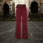 Burgundy High Waist Wide Leg Pants with Sequin Waistband | Elegant Dressy Women’s Trousers - Image 15
