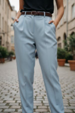 High-Waist Pleated Straight-Leg Trousers for Women | Elegant Tailored Casual Suit Pants | Soft Blush Pink Fashion Pants - Image 13