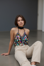 Multicolor Sequin Fringe Halter Top for Women – Beaded Festival Crop Top | Statement Party & Concert Top - Image 5