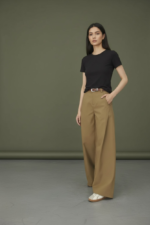 High Waist Wide Leg Brown Pants for Women – Tailored Relaxed Fit Casual & Office Trousers - Image 2