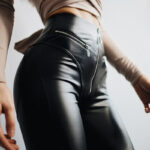 Black High Waist Faux Leather Leggings | Sculpting Stretch Women’s Pants - Image 5
