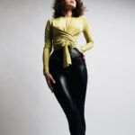 Black High Waist Faux Leather Leggings | Sculpting Stretch Women’s Pants - Image 4