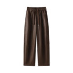Luxury PU Leather Jogger Pants for Women – High-Waist Elastic Drawstring Wide-Leg Trousers – Comfy Chic Vegan Leather Athleisure Pants - Image 29