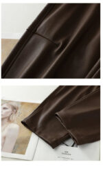 Luxury PU Leather Jogger Pants for Women – High-Waist Elastic Drawstring Wide-Leg Trousers – Comfy Chic Vegan Leather Athleisure Pants - Image 27
