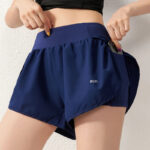 High-Waisted Navy Running Shorts with Built-In Liner – Lightweight Performance Athleisure Shorts