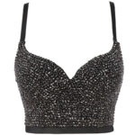 Black Sequin Corset Top for Women – Beaded Bustier Crop Top with Straps | Glam Night Out Top - Image 31