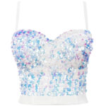 Black Sequin Corset Top for Women – Beaded Bustier Crop Top with Straps | Glam Night Out Top - Image 24