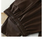 Luxury PU Leather Jogger Pants for Women – High-Waist Elastic Drawstring Wide-Leg Trousers – Comfy Chic Vegan Leather Athleisure Pants - Image 13