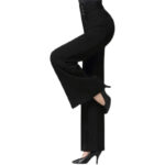 Women’s High Waist Wide Leg Pants with Button Detail | Elegant Statement Women’s Trousers - Image 9