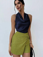 Elegant Satin Halter Blouse for Women – Sleeveless Bow Neck Office Lady Top - Image 8