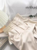 High-Waist Pleated Straight-Leg Trousers for Women | Elegant Tailored Casual Suit Pants | Soft Blush Pink Fashion Pants - Image 9