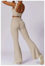 High-Waisted Flared Active Pants with Sculpting Fit – Neutral Beige - Image 27