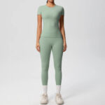 Luxury Seamless Pink Two-Piece Activewear Set – Short Sleeve Top & High-Waist Leggings Gym Outfit - Image 17