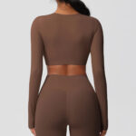 Women’s Long Sleeve Sculpting Crop Top & High-Waist Leggings Set – Seamless Compression Activewear Outfit - Image 2