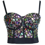 Black Sequin Corset Top for Women – Beaded Bustier Crop Top with Straps | Glam Night Out Top - Image 29