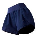 High-Waisted Navy Running Shorts with Built-In Liner – Lightweight Performance Athleisure Shorts - Image 3