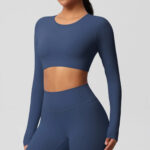 Women’s Long Sleeve Sculpting Crop Top & High-Waist Leggings Set – Seamless Compression Activewear Outfit - Image 14