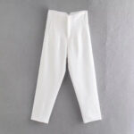 High Waist Tapered White Pants for Women – Elegant Tailored Ankle-Length Office Trousers - Image 7