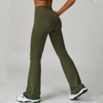 High-Waisted Navy Flared Leggings – Sculpting Stretch Bootcut Athleisure Pants - Image 4