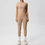 Luxury Seamless Pink Two-Piece Activewear Set – Short Sleeve Top & High-Waist Leggings Gym Outfit - Image 21