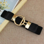Luxury Wide Elastic Waist Belt for Women | Gold Buckle Stretch Belt in Black, Red & White - Image 8
