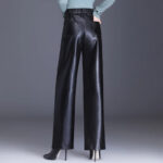 Black High Waist Faux Leather Wide Leg Pants | Chic Dressy Women’s Trousers - Image 3