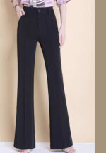 High-Waist White Flared Pants for Women | Elegant Bootcut Dress Trousers - Image 6