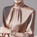 Luxury Satin Pleated Blouse – Elegant Long Sleeve Silky Top for Women - Image 2
