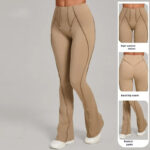 High-Waisted Red Flared Leggings – Sculpting Stretch Bootcut Athleisure Pants - Image 3