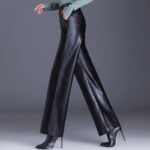 Black High Waist Faux Leather Wide Leg Pants | Chic Dressy Women’s Trousers - Image 2